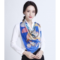 韵物 真丝时尚方巾丝巾 手绘卷边大方巾披肩时尚女包图案款