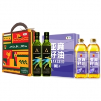 中粮安达露西特级初榨橄榄油礼盒750ml*2 中粮悦润亚麻籽油礼盒1L*2